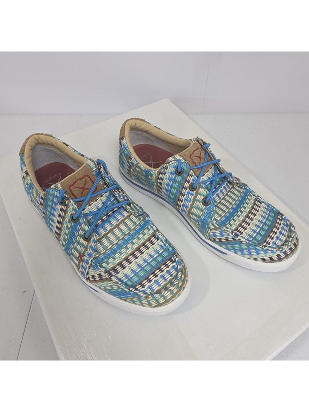 Twisted X Shoes Mens Size 7 Multicolor Woven Striped Boat Casual Comfort WCA0027